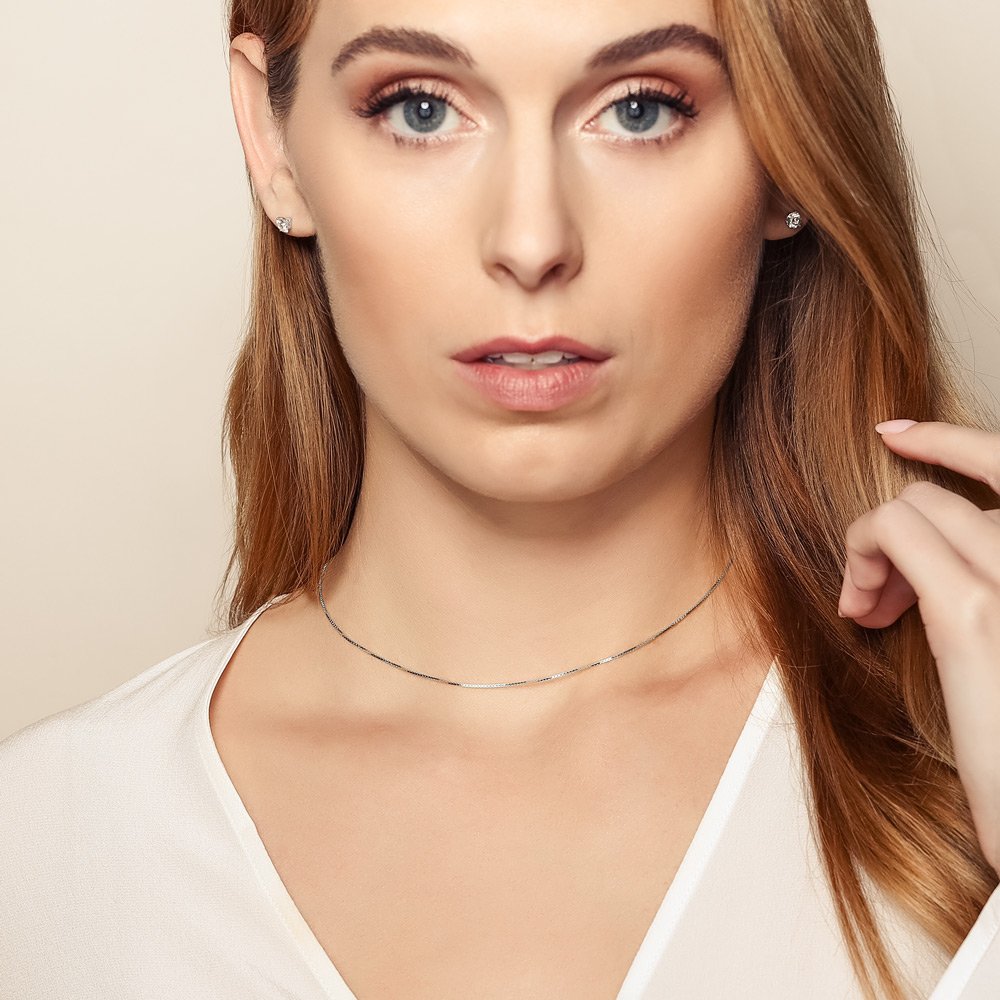 White Gold .73 mm Box Chain, 16