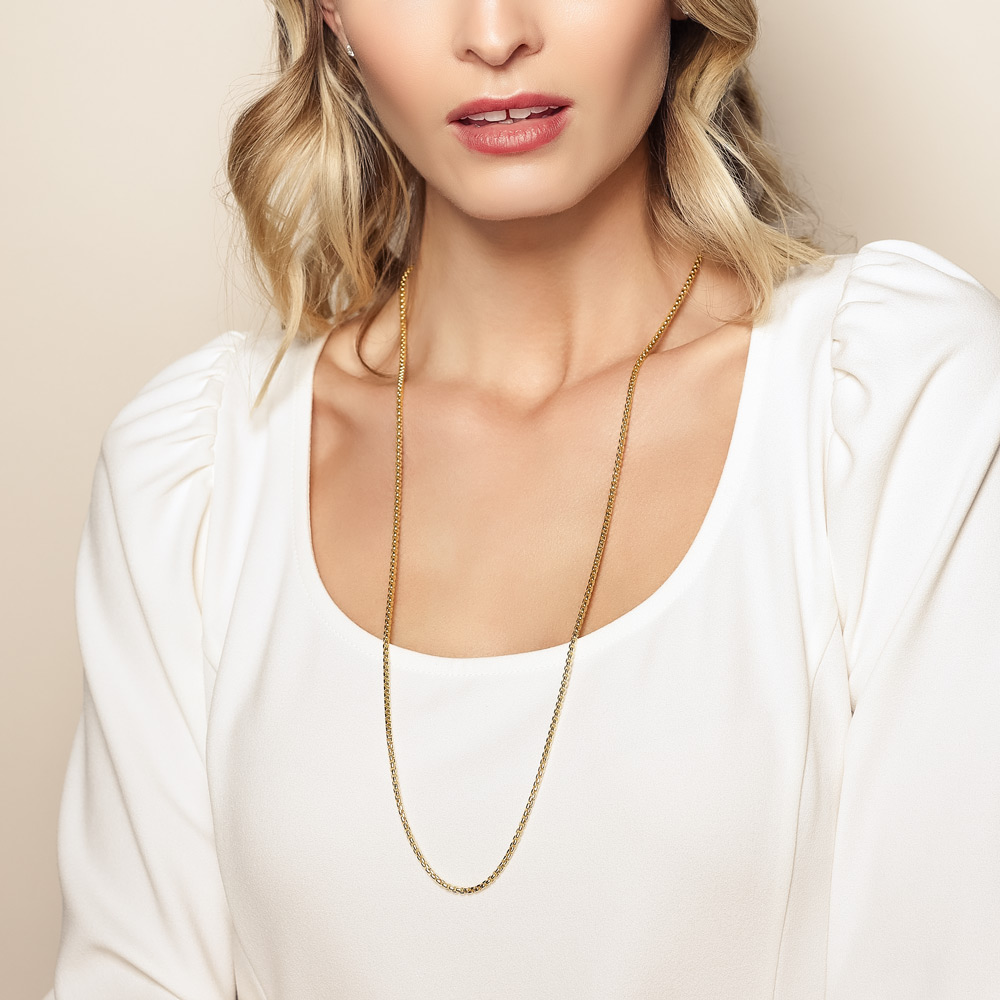 Yellow Gold 2.8 mm Round Hollow Box Chain, 30