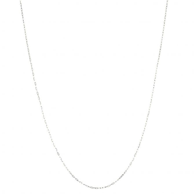 White Gold .9 mm Oval Link Chain, 16"