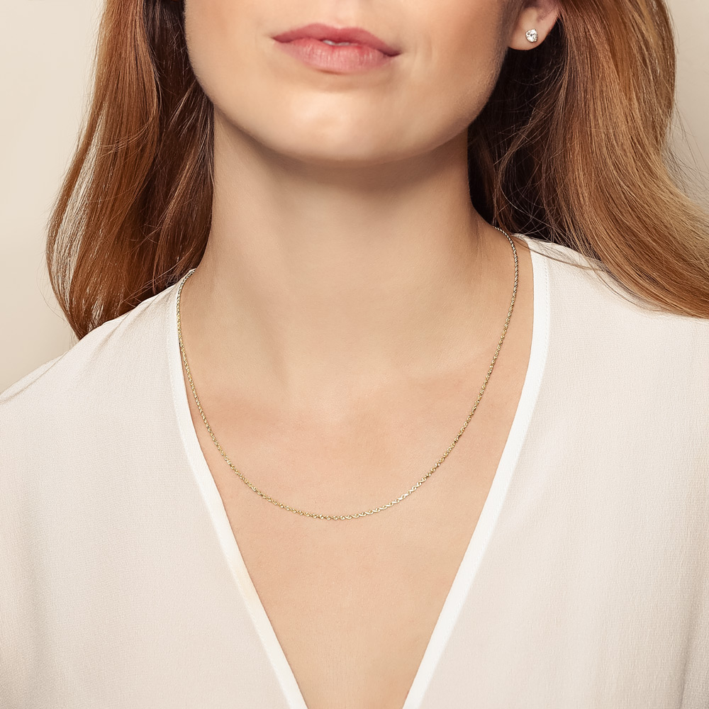 Yellow Gold 1.56 mm Diamond-Cut Rope  Chain, 20