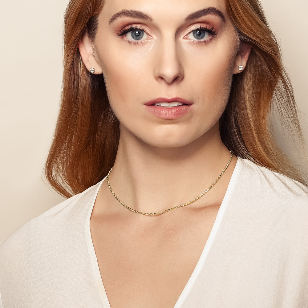 Yellow Gold 2.15 mm Diamond-Cut Rope  Chain, 16