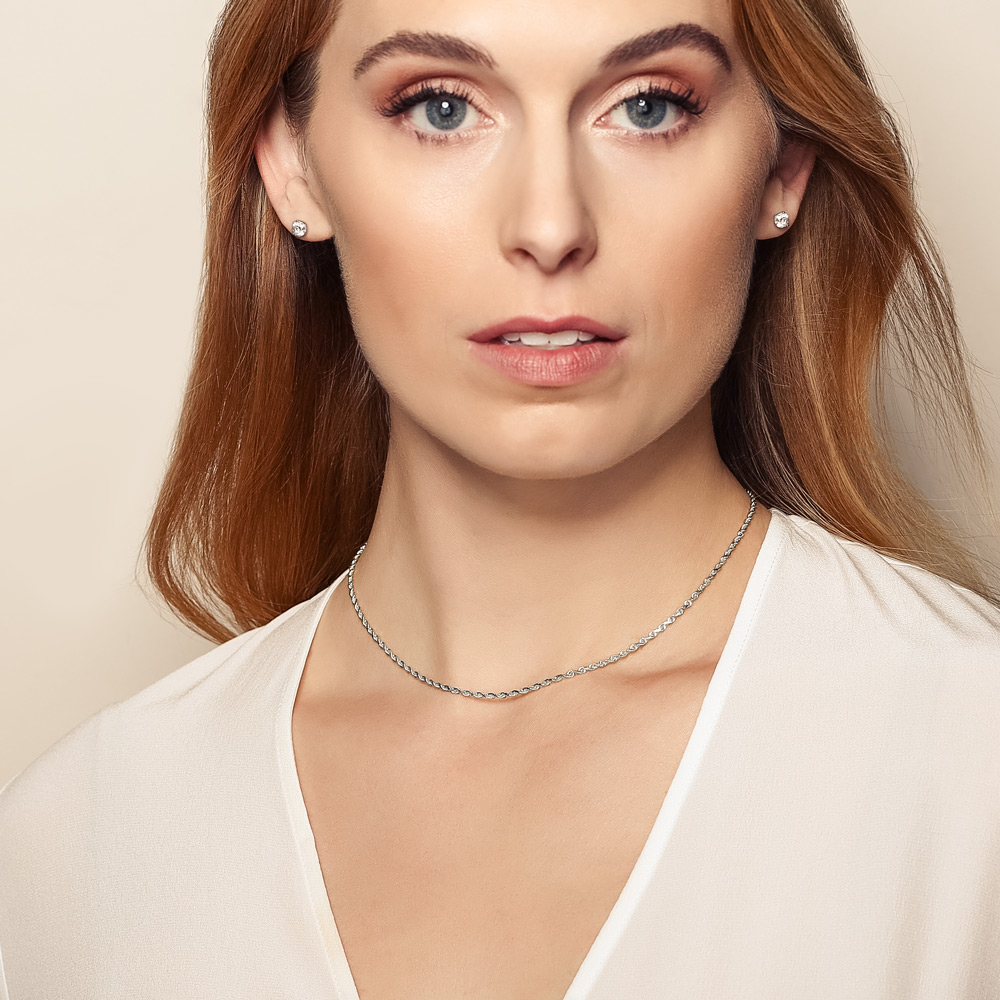 White Gold 2.15 mm Diamond-Cut Rope  Chain, 16