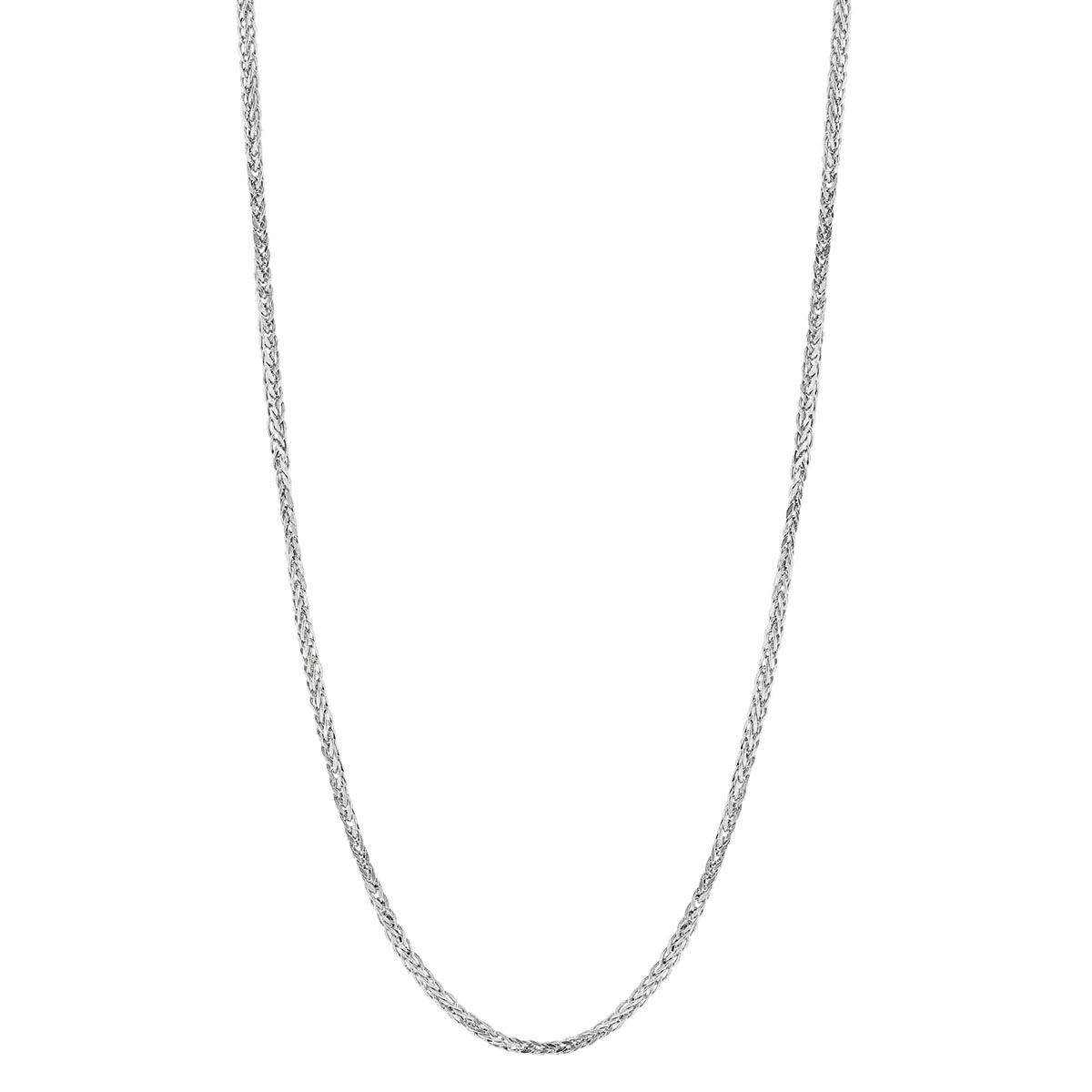 White Gold 1.25 mm Hollow Square Wheat Chain, 20