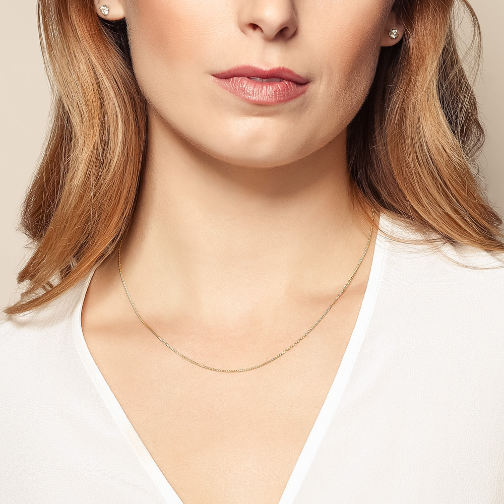 14K Yellow Gold 1.05 mm Round Wheat Chain, 18