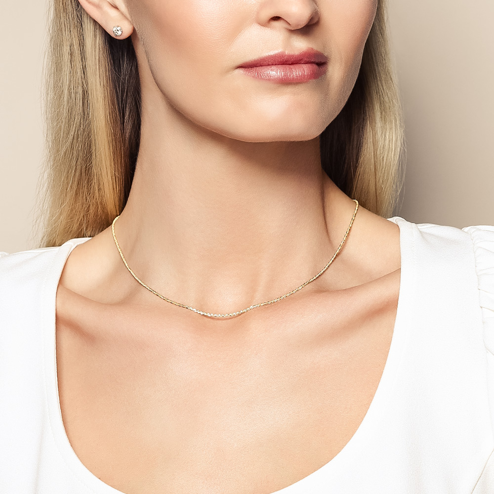 Yellow Gold 1.4 mm Sparkle Chain, 16