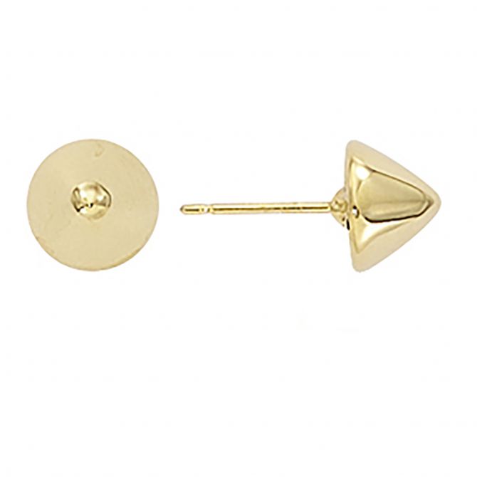Yellow Gold Puffed Cone Stud Earrings, 8 mm
