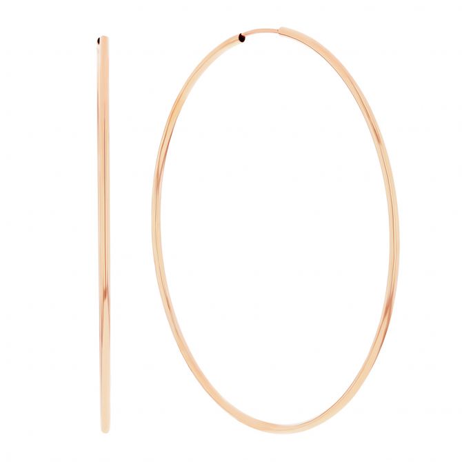 Rose Gold Endless Hoop Earrings, 1.5 x 60 mm