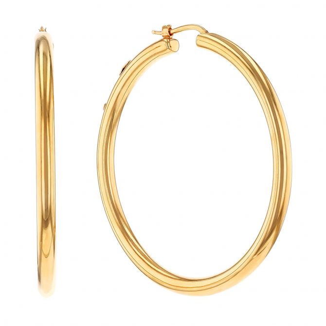 Roberto Coin Perfect Hoops Yellow Gold XL Tube Hoop Earrings with Snap Posts, 55 mm