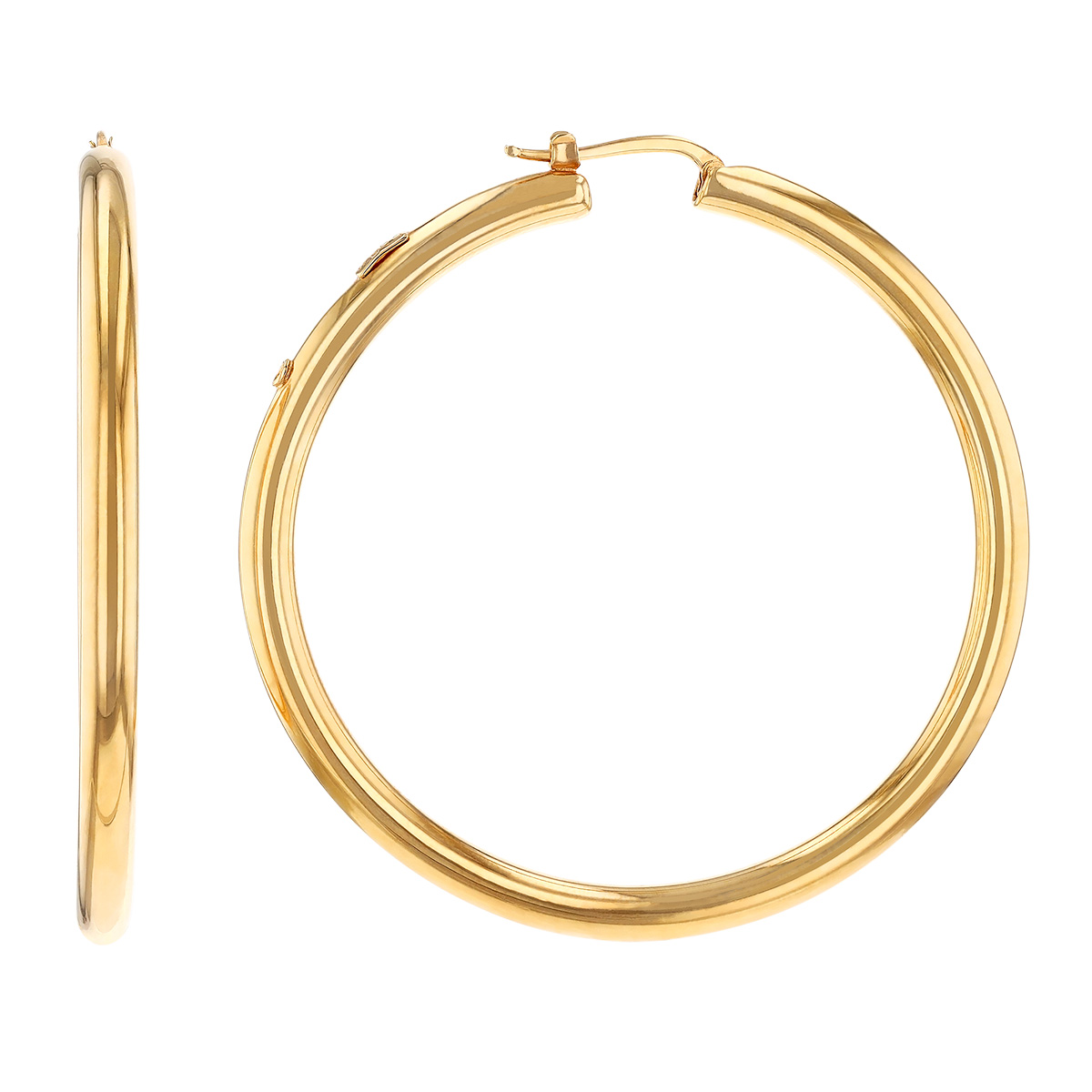 Roberto Coin Perfect Hoops Yellow Gold XL Tube Hoop Earrings with Snap Posts, 55 mm
