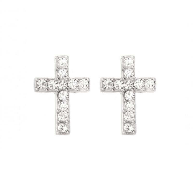 Spartina 449 Sea La Vie Have Faith / Cross Silver Stud Earrings