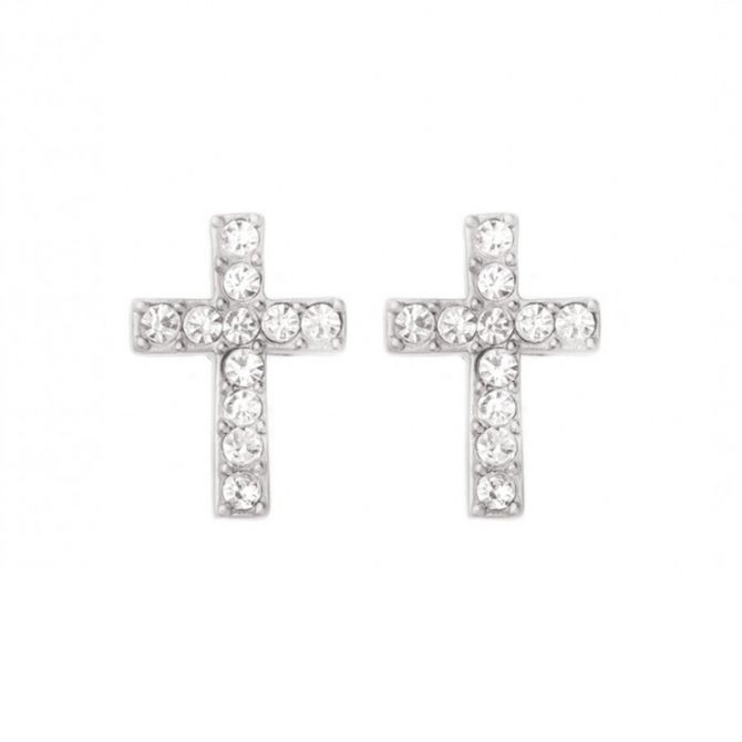 Spartina 449 Sea La Vie Have Faith / Cross Silver Stud Earrings