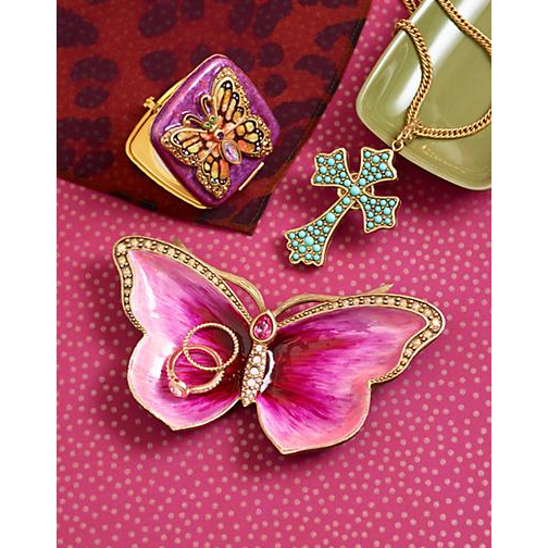 Jay Strongwater Juliet Butterfly Trinket Tray, Flora