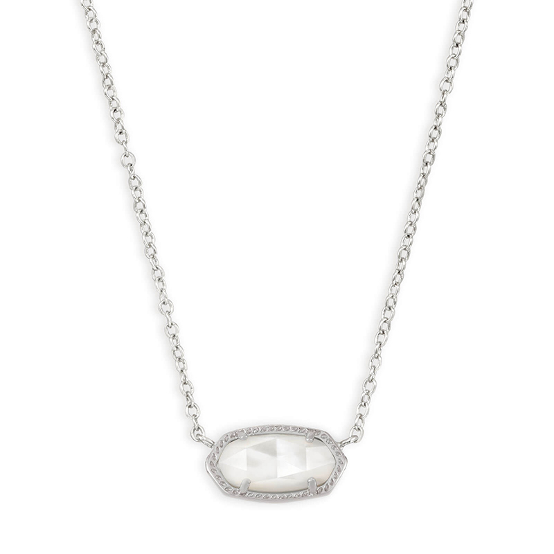 Kendra Scott Elisa Silver Pendant Necklace in Ivory Mother of Pearl