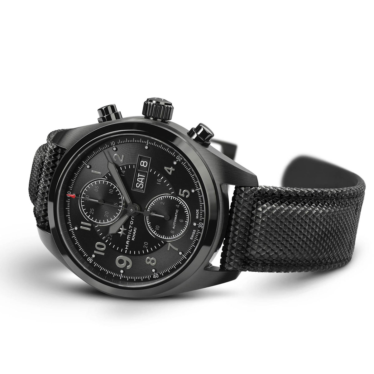 Hamilton Khaki Field Automatic Chronograph 42mm Men's Watch, Black Dial