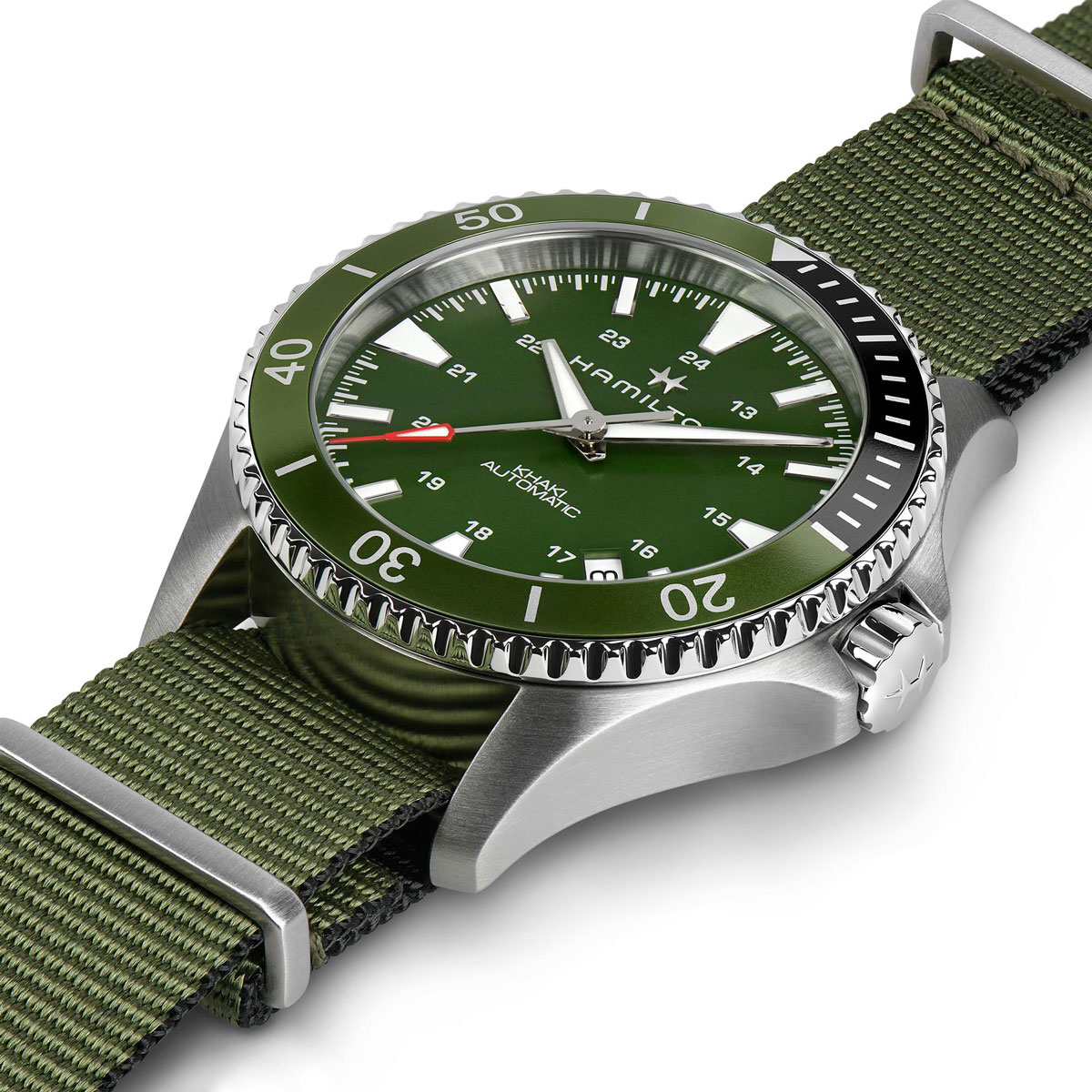 Hamilton Khaki Navy Scuba Auto 40mm Watch, Green and Silver Dial