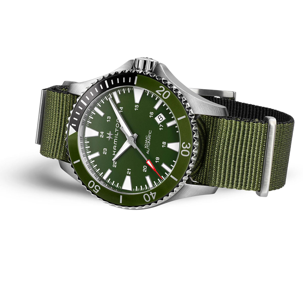 Hamilton Khaki Navy Scuba Auto 40mm Watch, Green and Silver Dial