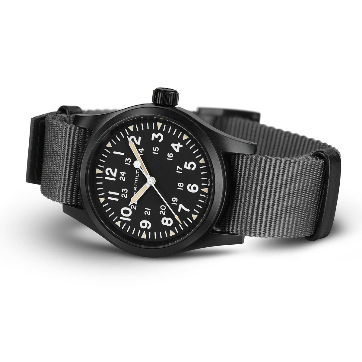 Hamilton Khaki Field Mechanical 38mm Men's Watch, White and Black Dial