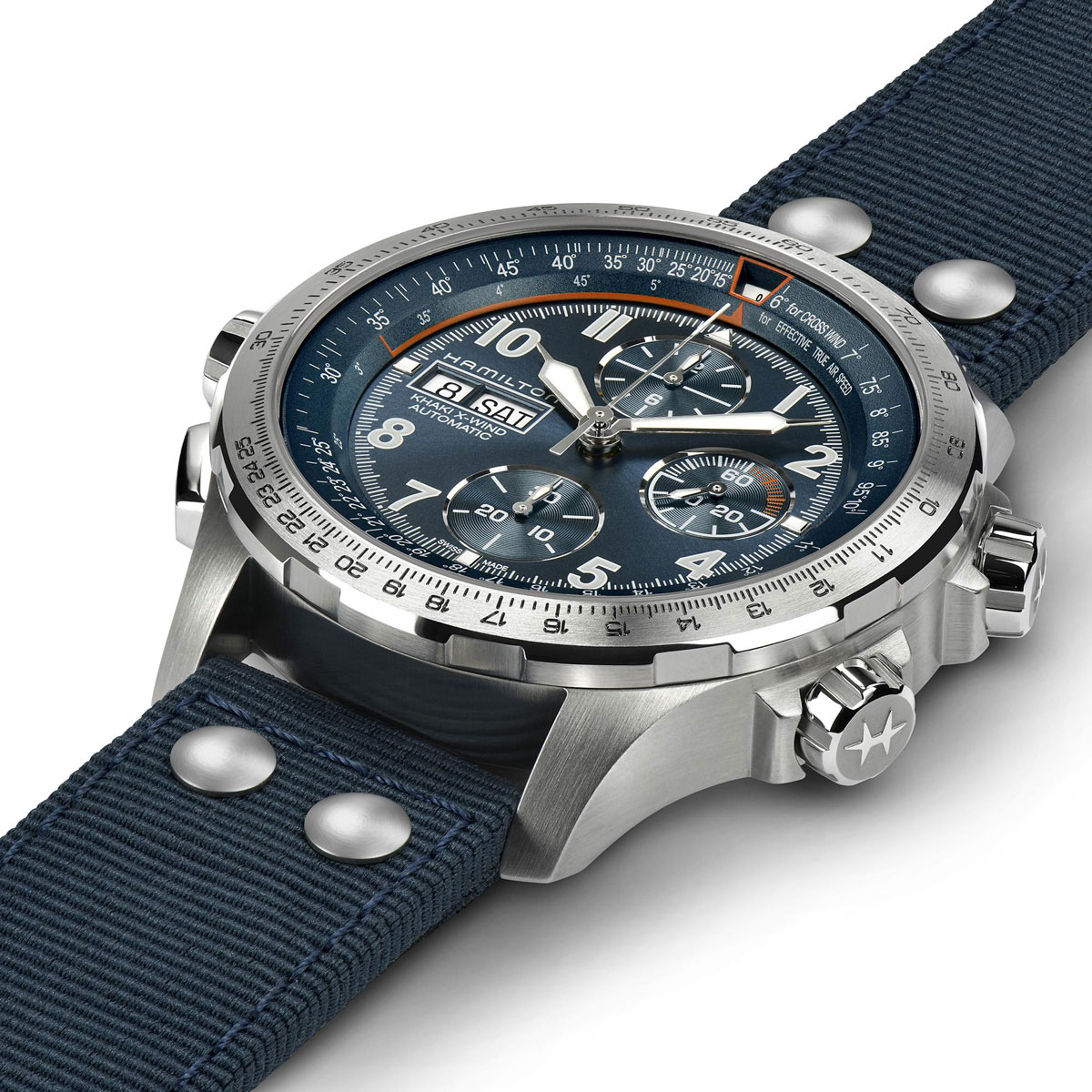 Hamilton Khaki Aviation X-Wind Auto Chrono 45mm Watch, Blue Dial