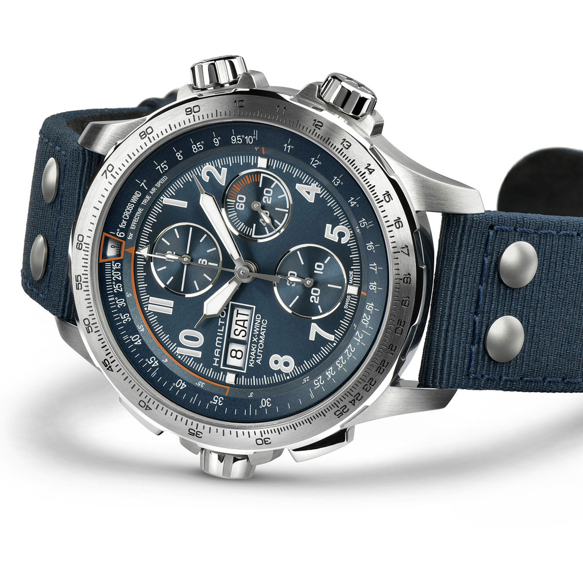 Hamilton Khaki Aviation X-Wind Auto Chrono 45mm Watch, Blue Dial