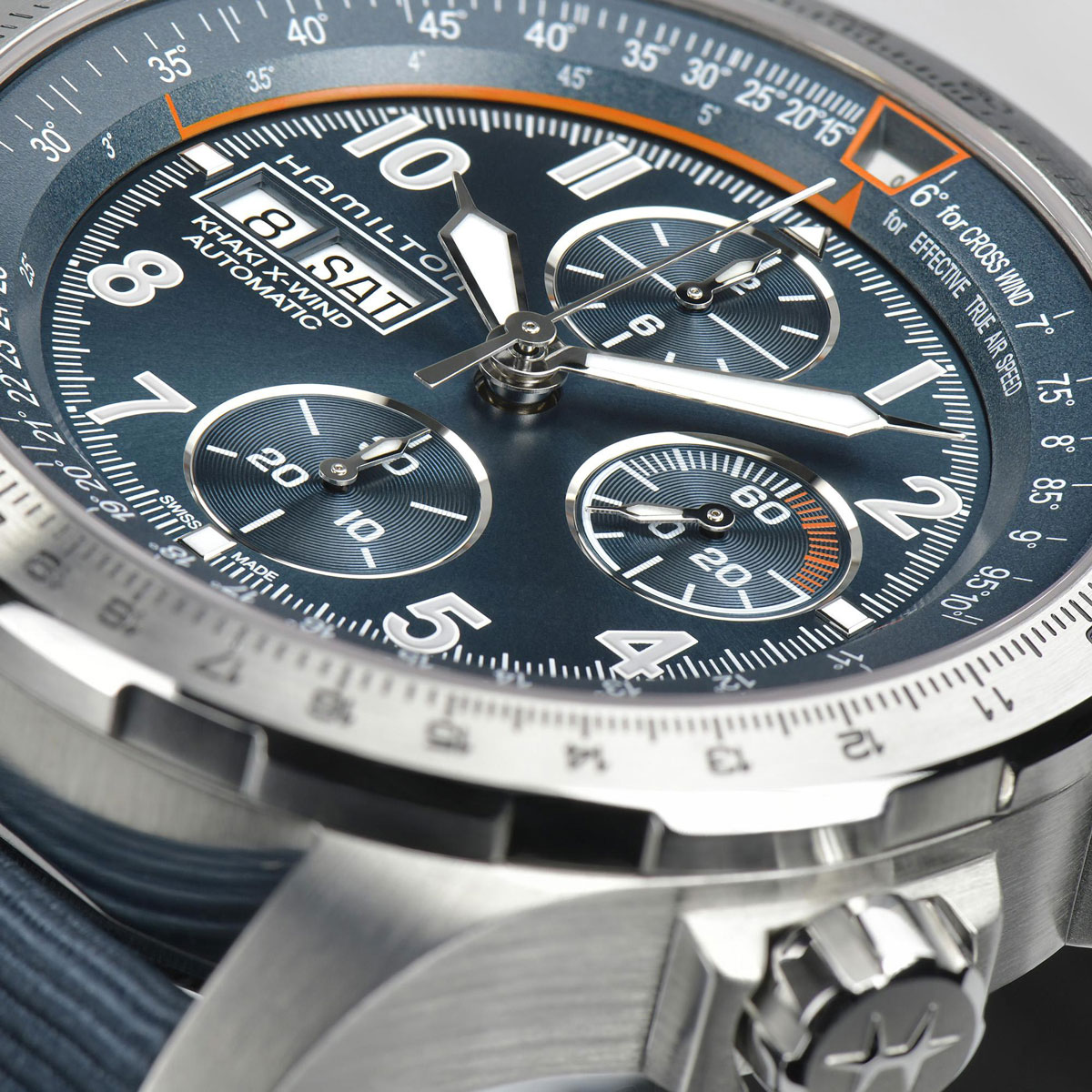 Hamilton Khaki Aviation X-Wind Auto Chrono 45mm Watch, Blue Dial