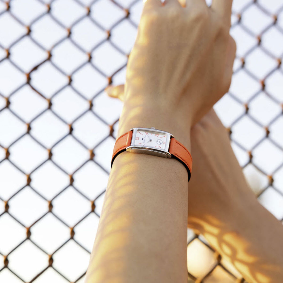 Hamilton American Classic Ardmore Quartz 18mm Watch, Silver and Orange Dial