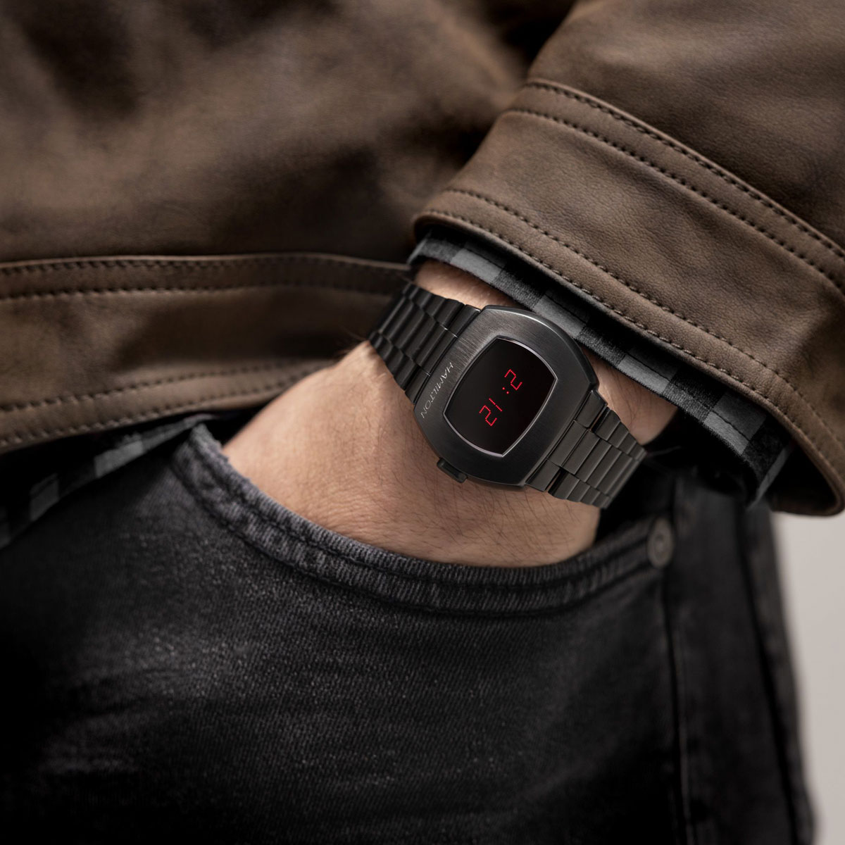 Hamilton American Classic PSR Digital Quartz 40mm Watch, Black Stainless Steel Bracelet