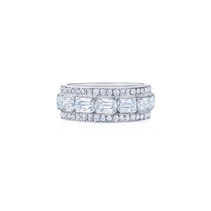 Kwiat Half Circle Wedding Band with Ashoka Diamonds in White Gold
