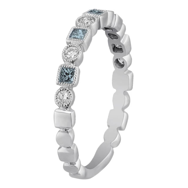 Aquamarine & Diamond Geometric Ring in White Gold