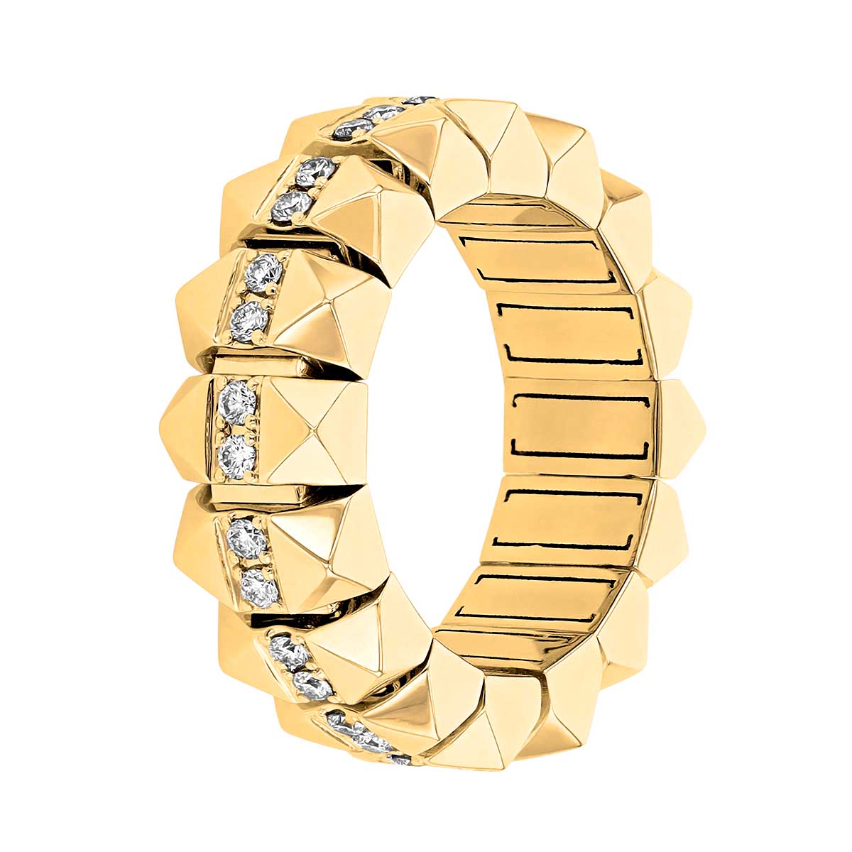 Roberto Coin Obelisco Flexible Ring in 18K Gold with Diamond Center