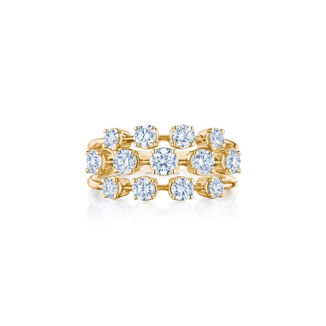 Kwiat Starry Night Diamond Triple Row Ring in Yellow Gold