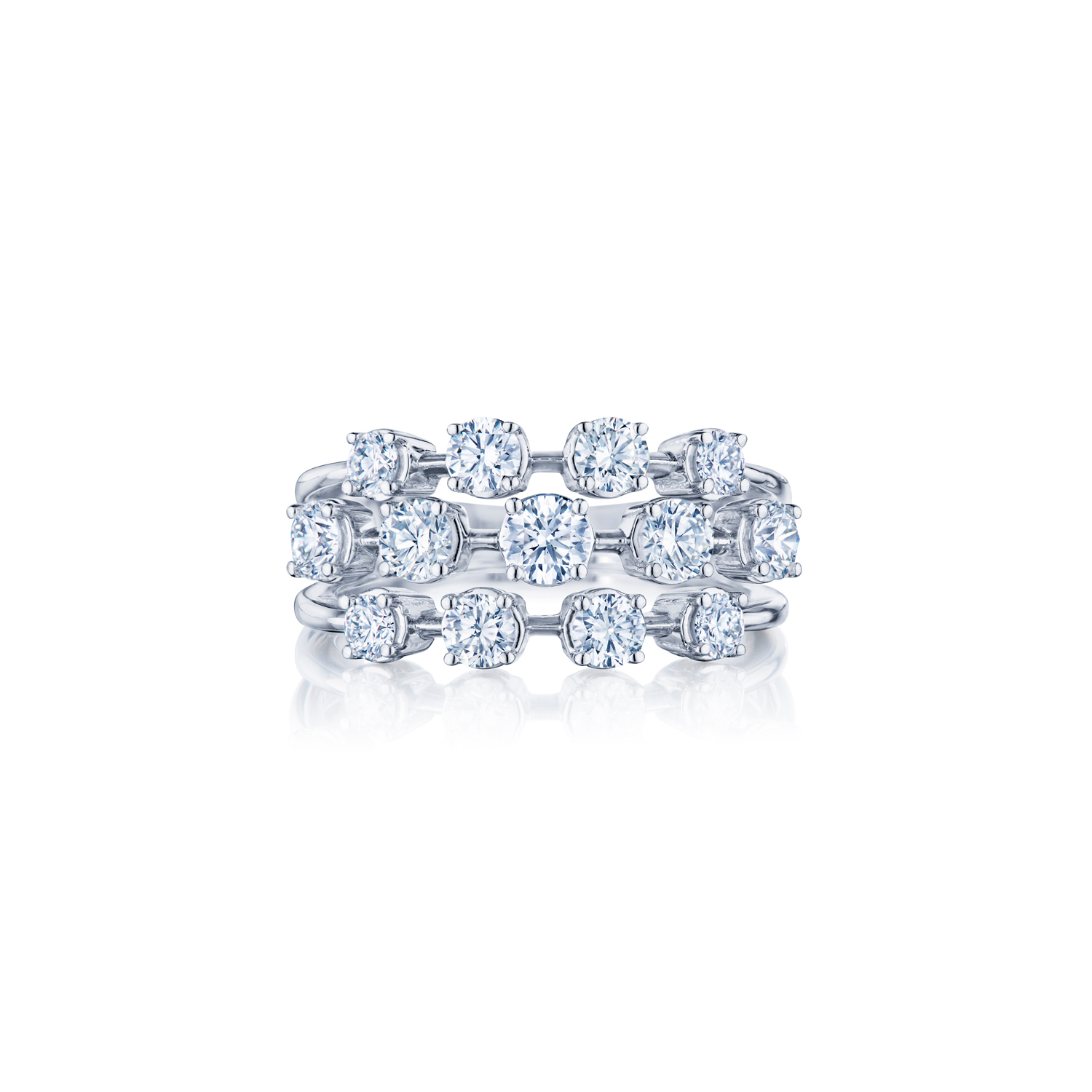 Kwiat Starry Night Diamond Triple Row Ring in White Gold