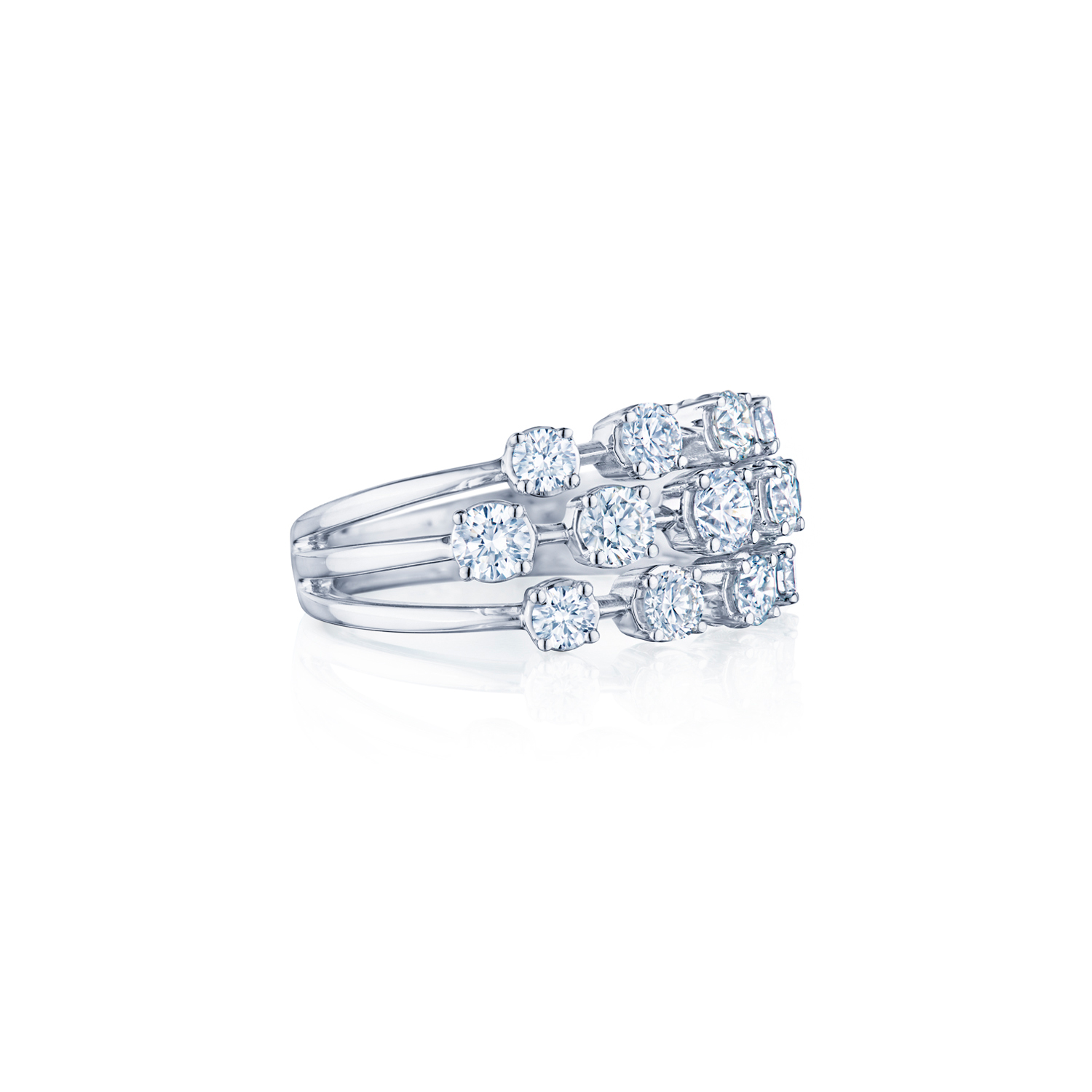 Kwiat Starry Night Diamond Triple Row Ring in White Gold