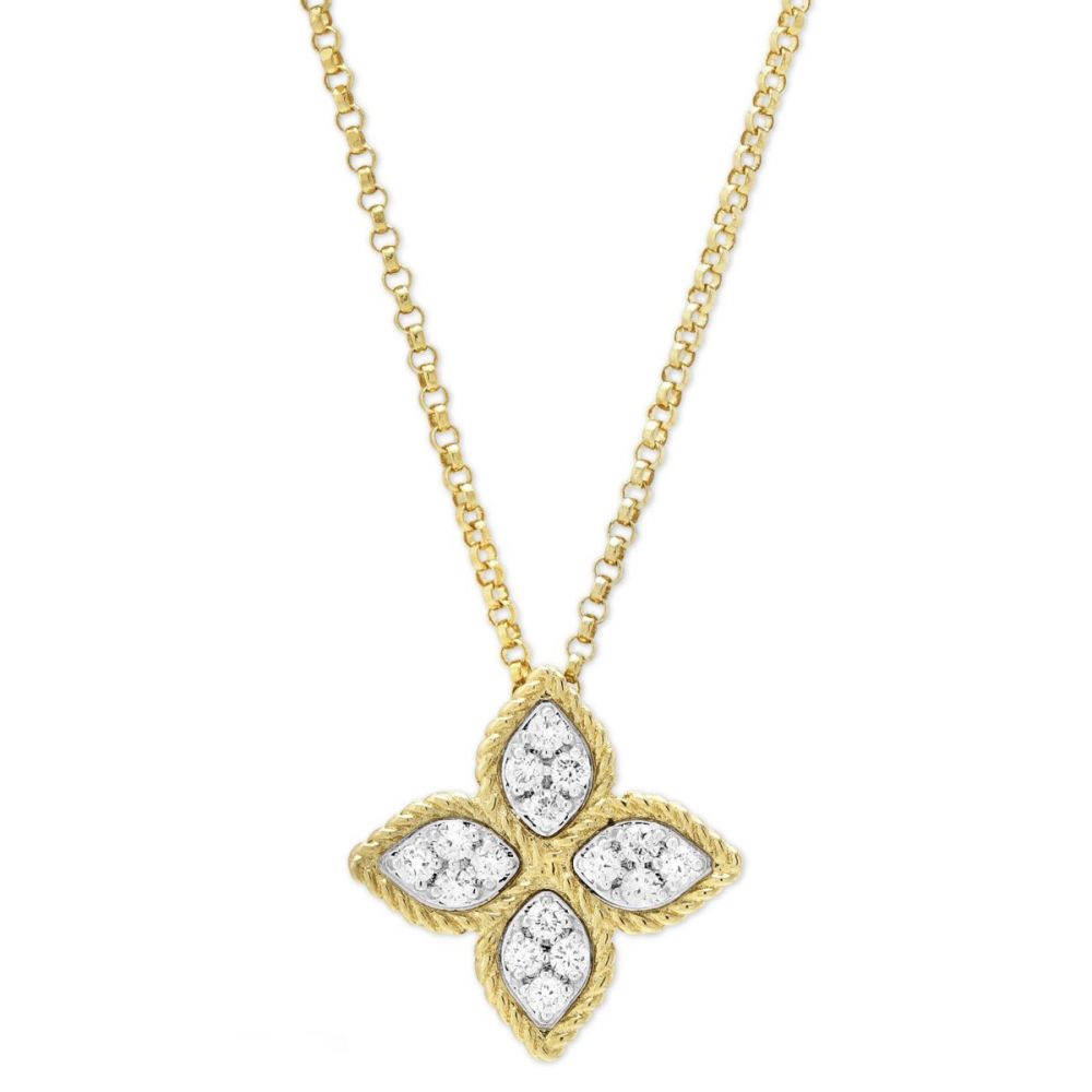 Roberto Coin Princess Flower Medium 18K Gold Pendant Necklace With Roberto Coin Princess Flower Medium 18K Gold Pendant Necklace With