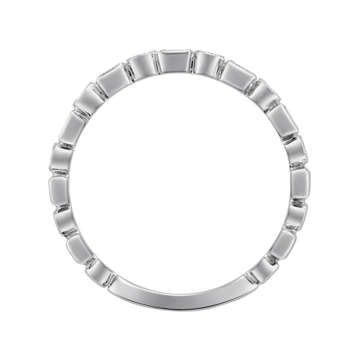 Emerald & Diamond Milgrain Geometric Ring in White Gold
