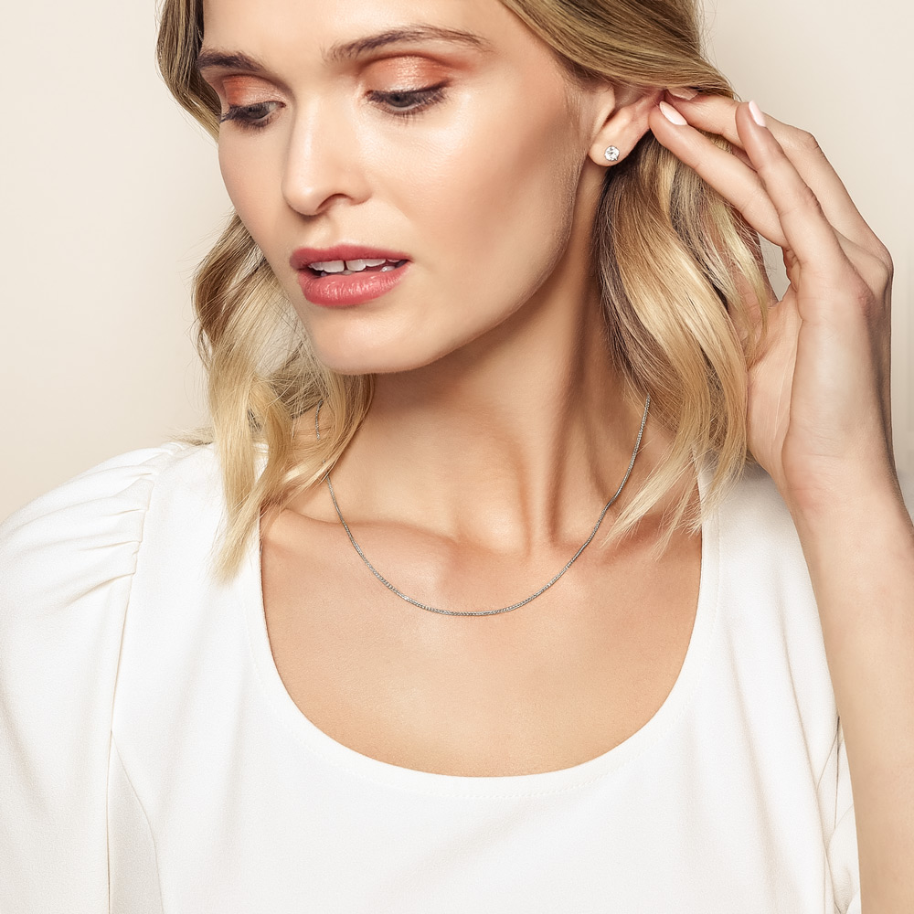 White Gold 1.5 mm Hollow Square Wheat Chain, 18