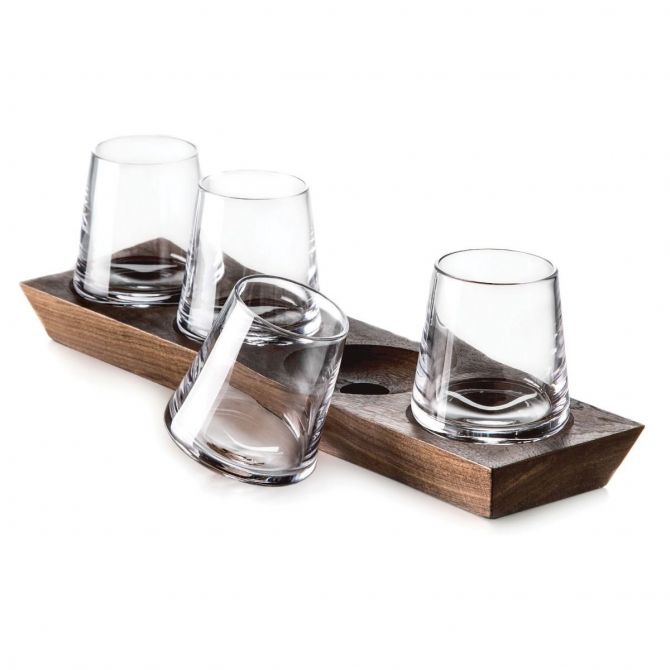 Ludlow Whiskey Glasses with Walnut Wood Base - Thumbnail 5
