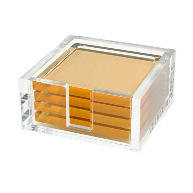 Tizo Acrylic Gold Tone Coasters, Set of 4