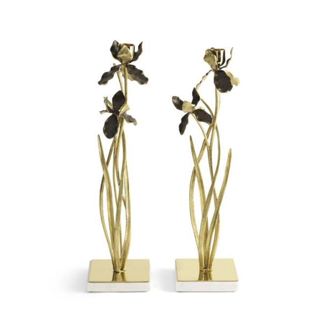 Michael Aram Black Iris Candleholders, Set of 2
