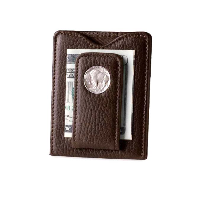 Tokens & Icons Buffalo Nickel Money Clip Wallet, Brown