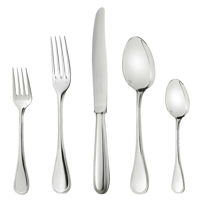 Christofle Perles Sterling Silver 5 Piece Place Setting