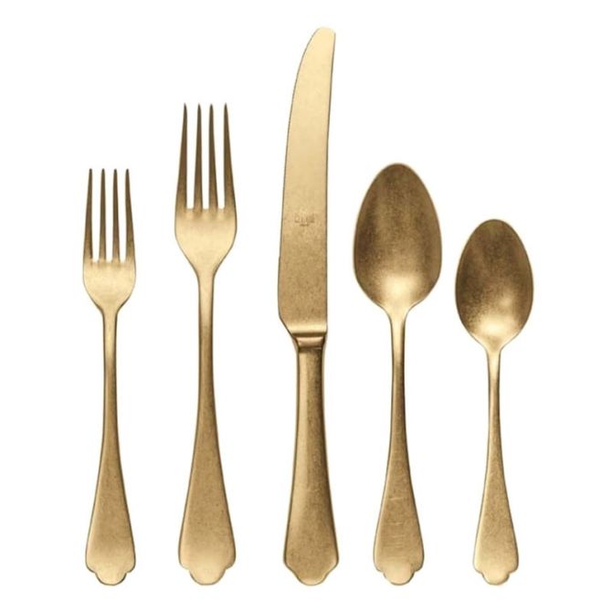 Mepra Dolce Vita Pewter Oro Nero 5 Piece Place Setting