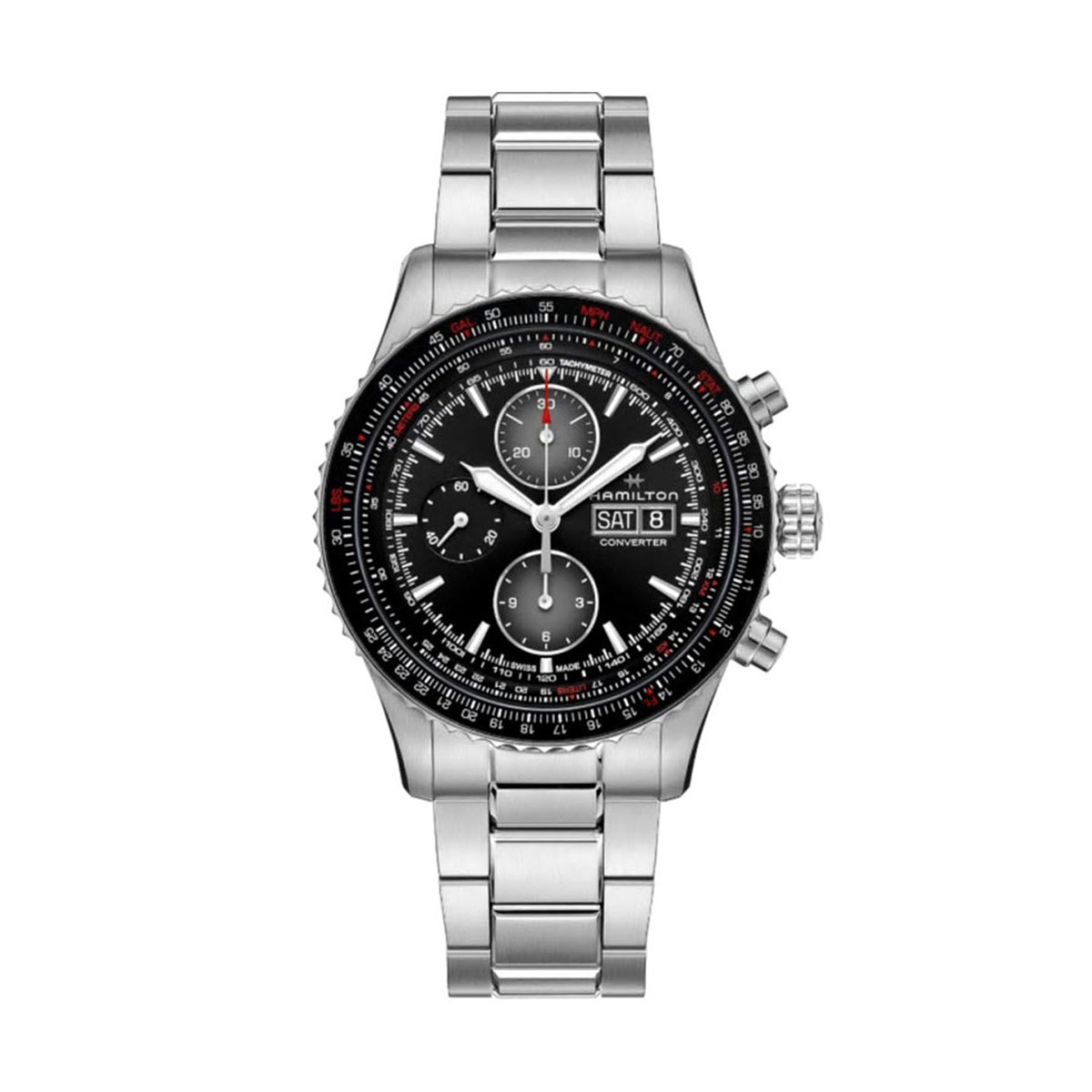 Hamilton Khaki Aviation Converter Auto Chrono 44mm Watch, Black and Grey Dial