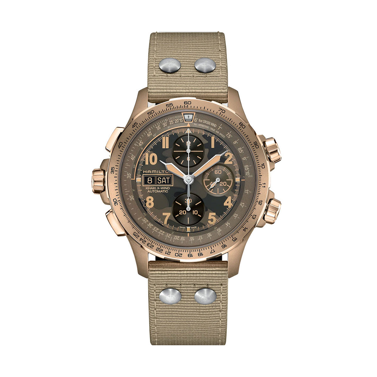 Hamilton Khaki Aviation X-Wind Auto Chrono 45mm Watch, Camo Dial