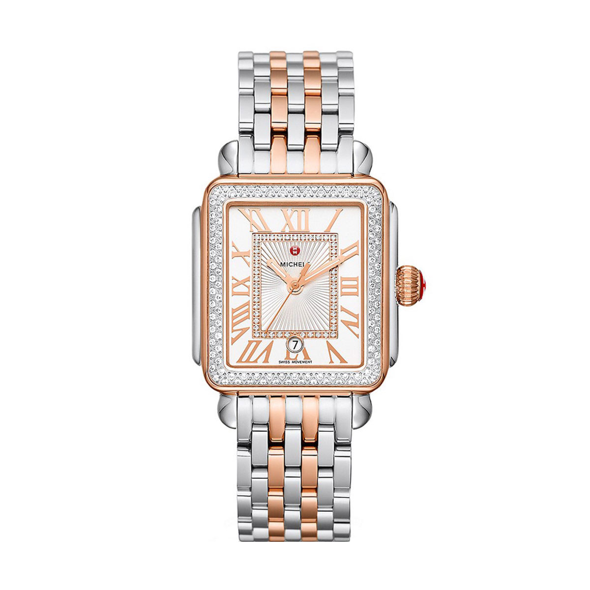 Michele Deco Madison Two-Tone 18k Pink Gold Diamond 33mm Watch