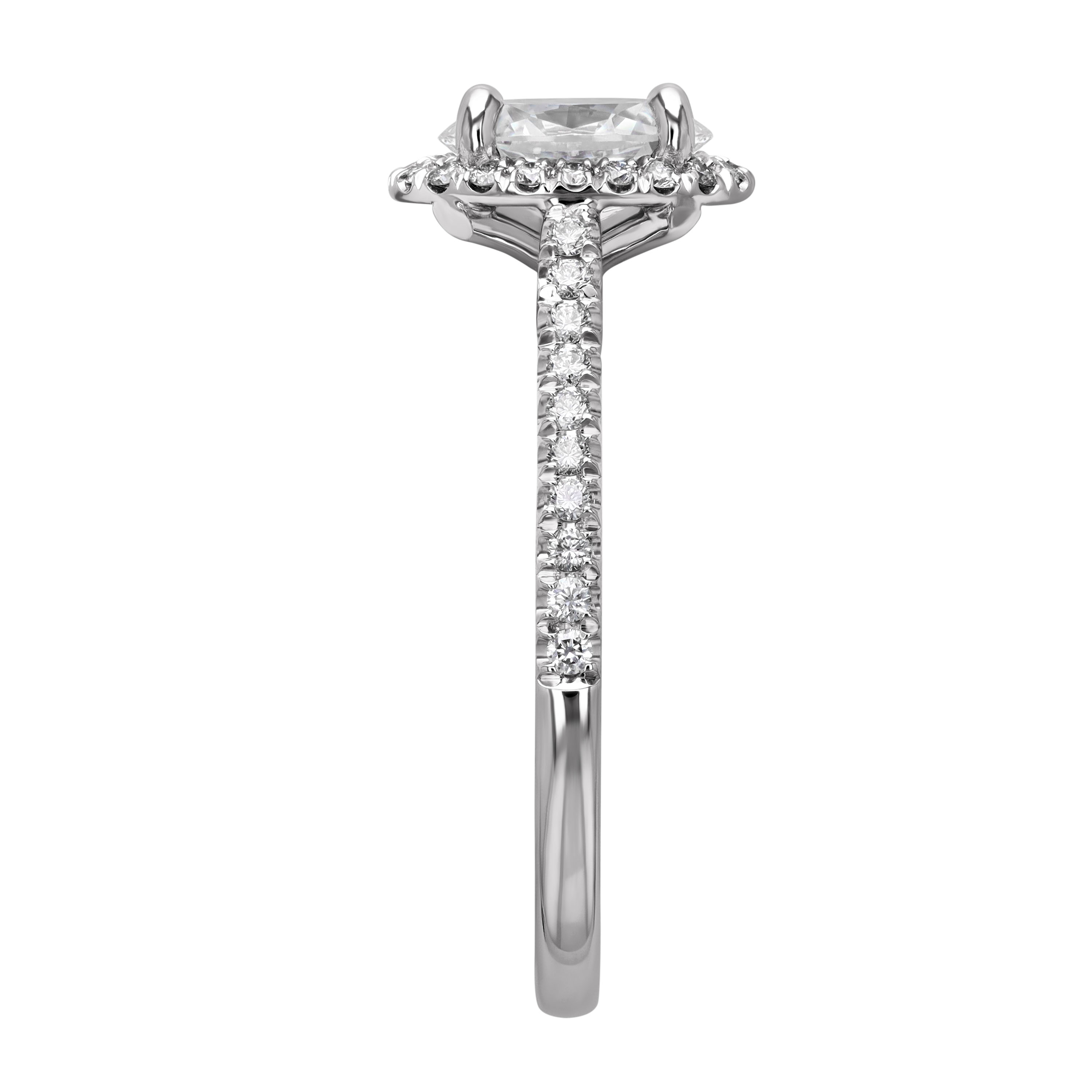 18K Gold Oval Diamond Halo & Pavé Shank Engagement Ring Setting