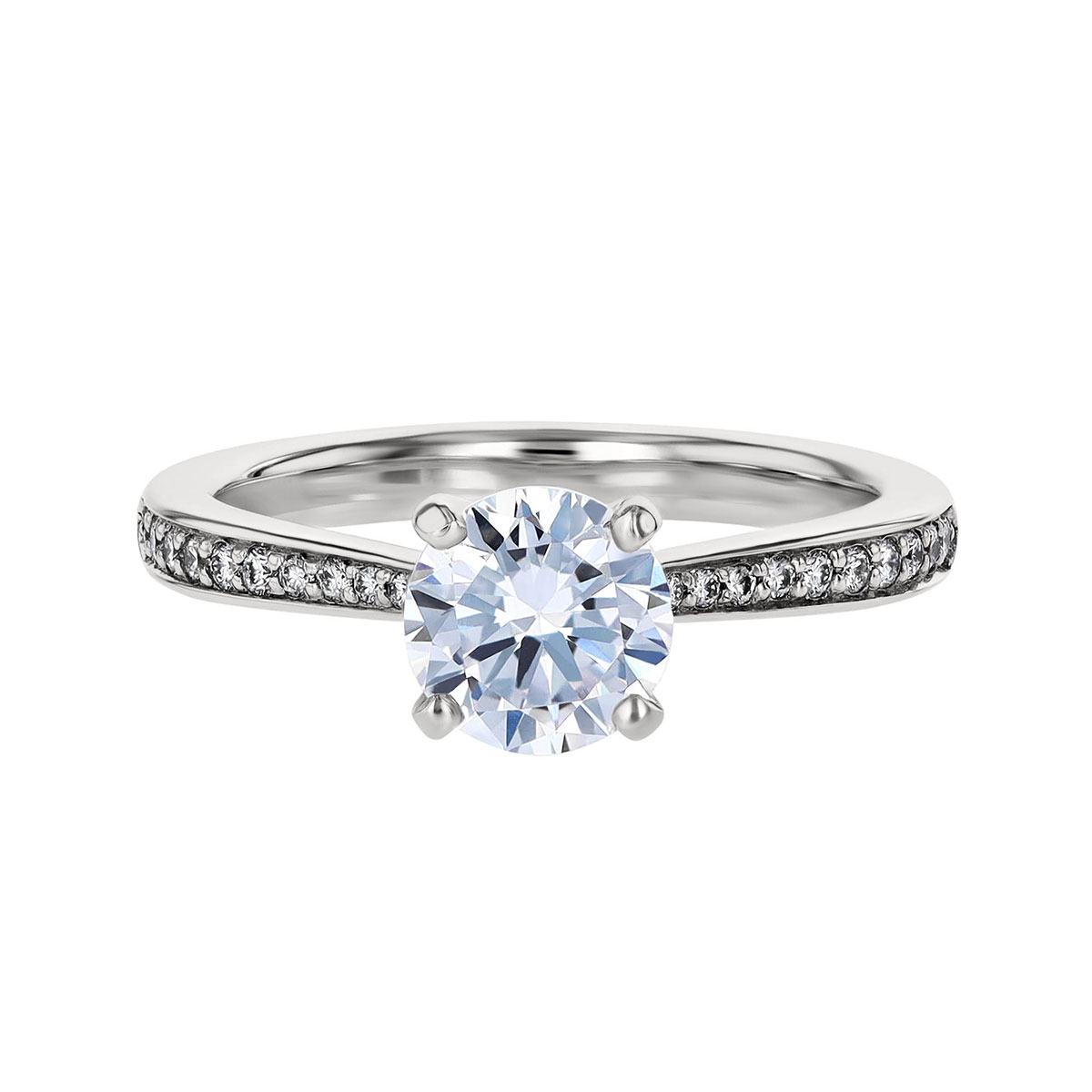 18K Gold Diamond Tapered Engagement Ring Setting