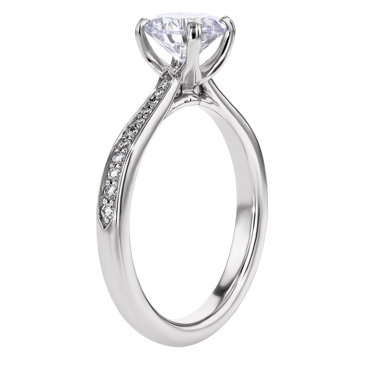 18K Gold Diamond Tapered Engagement Ring Setting