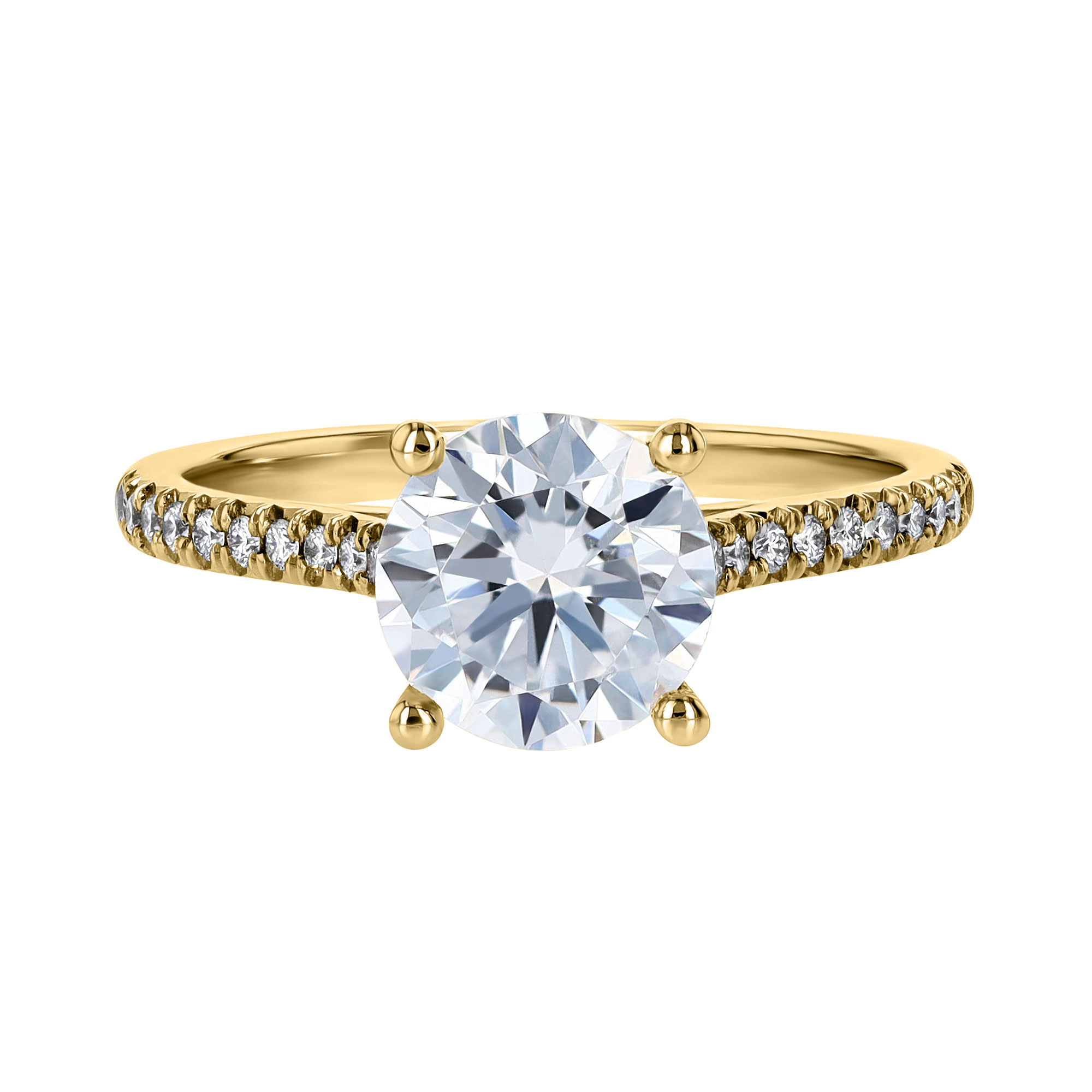 Platinum Petite French Pave Diamond Side Stone Engagement Ring Setting