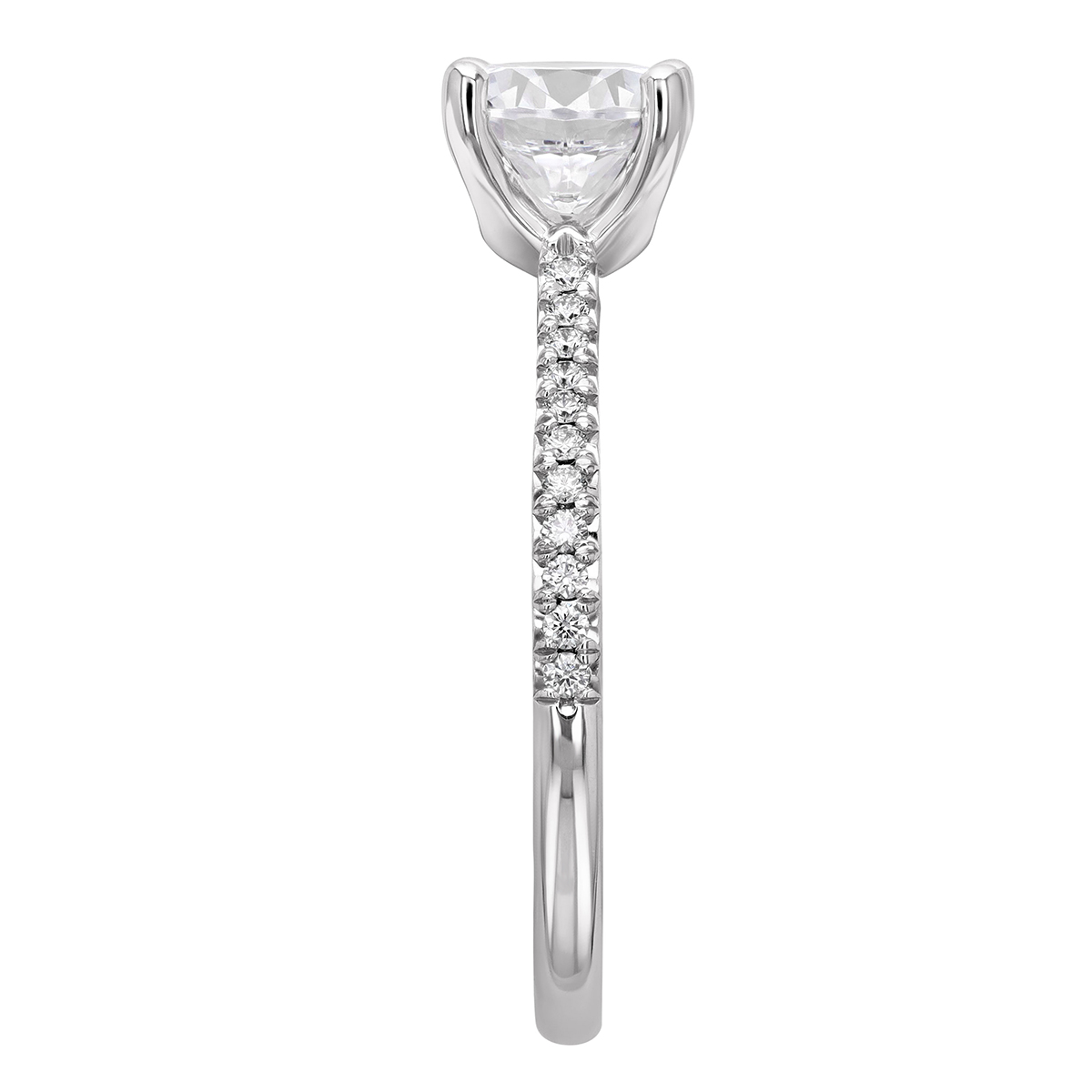 18K Gold Diamond Pavé Half Shank Tapered Engagement Ring Setting