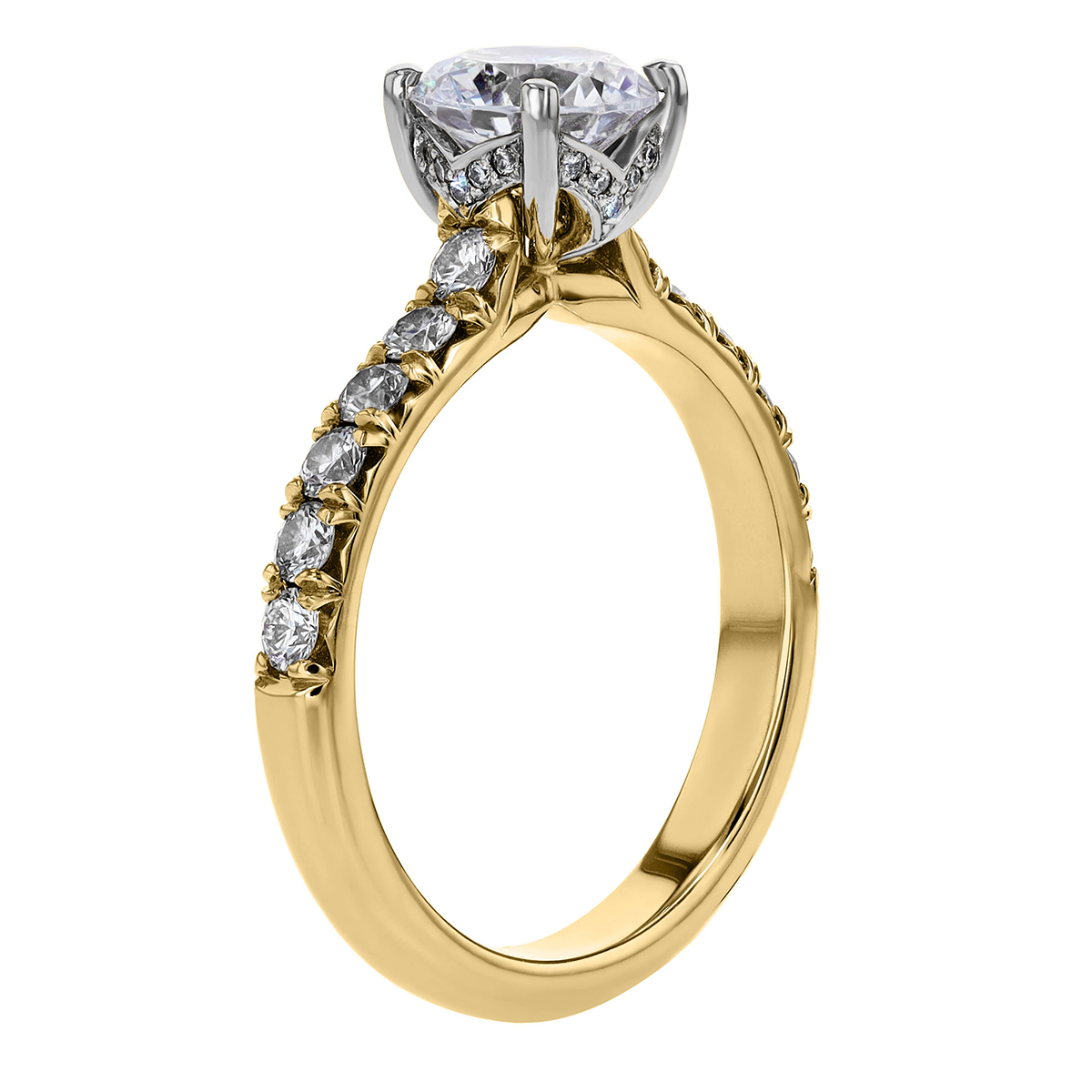 18K Gold Diamond Flush Fit Engagement Ring Setting